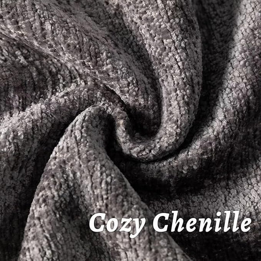 Grey Decorative Throw Pillow Covers 26x26 Inch Set of 2 Cozy Soild Chenille Cushion Cases Soft Textured Square Couch Pillows Cover Boho Accent Farmhouse Pillowcases for Sofa Bed