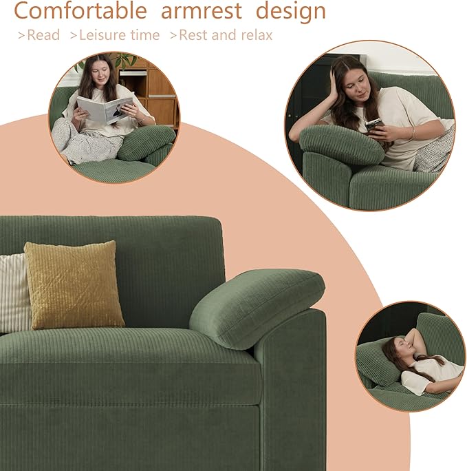 EASE MOOSE Sectional Modular Sofa,Oversized L Shape Sectional Couch Wide Deep Seat Modular Cloud Couch,Green