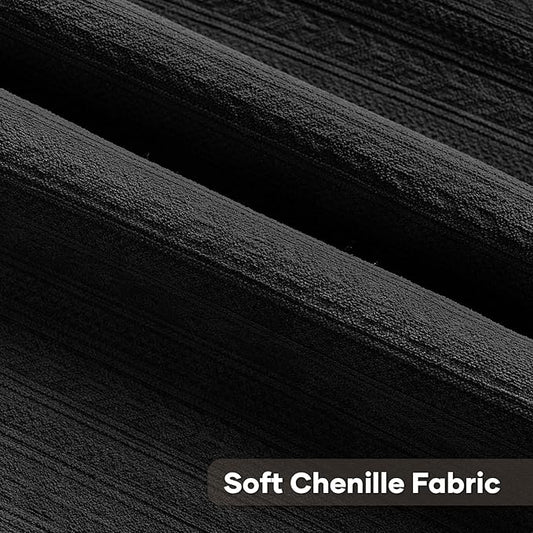 FUTEI Black Decorative Throw Pillow Covers 24x24 Inch Set of 2,Soft Cozy Wheat Ear Striped Patterns European Cushion Cases,Modern Home Decor for Couch Bed Living Room