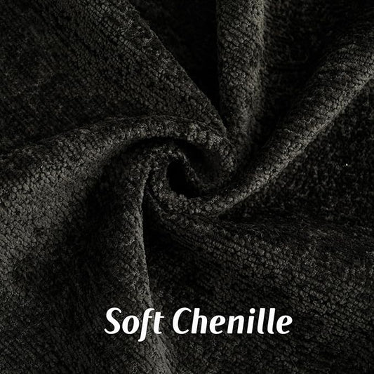 FUTEI Black Chenille Throw Pillow Covers 22x22 Inch Set of 2,Soft Cozy Bound Edge Design Cushion Case,Home Decor for Couch Bed Living Room