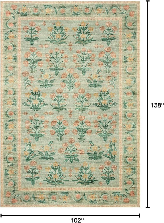 Loloi Rifle Paper Co. Eden Collection EDE-01 Mughal Rose Blush 8'-6" x 11'-6" Area Rug feat. CloudPileâ„¢
