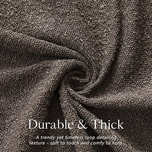Foindtower Pack of 2, Decorative Textured Boucle Throw Pillow Covers Accent Solid Pillow Cases Cozy Soft Couch Cushion Case for Chair Sofa Bedroom Living Room Home Decor 22 x 22 Inch Dark Brown