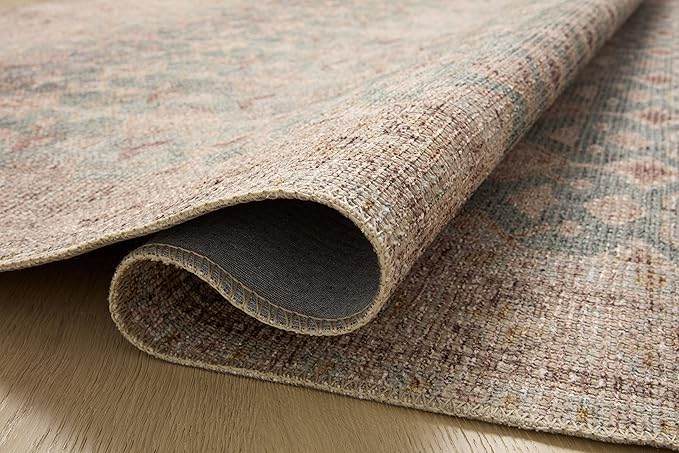 Loloi Angela Rose Aubrey Collection AUB-02 Aqua/Sand 7'-6" x 7'-6", .19" Pile Height, Round Area Rug