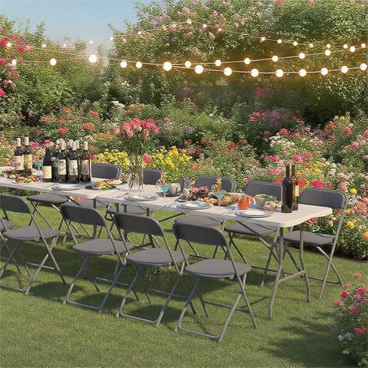 90 Pack Plastic Grey Folding Chairs,Portable Party Chairs Stackable Commercial Seats with Steel Frame for Office Home Outdoor Indoor Wedding Party Patio Dinning Events,350lbs Capacity