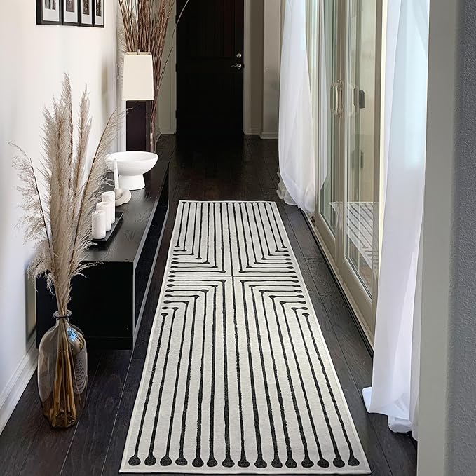 RUGGABLE x Jonathan Adler Machine Washable Modern Area Rug – Inkdrop Black & Ivory 4x6, Stain-Resistant, Non-Slip – Medium Rugs for Living Room, Bedroom, Hallway, Entryway & Office–with Standard Pad