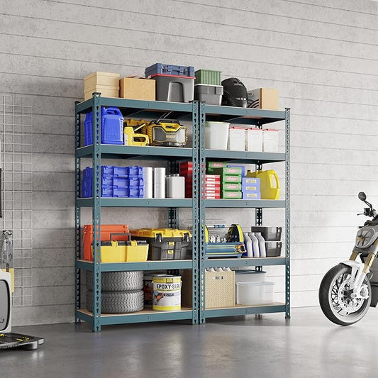 Yaheetech Storage Shelves 5 Tier Garage Shelving Heavy Duty Garage Shelves Adjustable Metal Shelving Unit Utility Rack Shelving for Warehouse Pantry Closet, 27.5" W x 12" D x 60" H, Neptune Blue