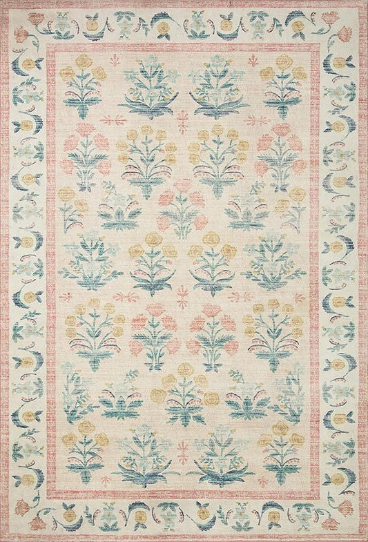 Loloi Rifle Paper Co. Eden Collection EDE-01 Mughal Rose Blush 7'-6" x 9'-6" Area Rug feat. CloudPileâ„¢