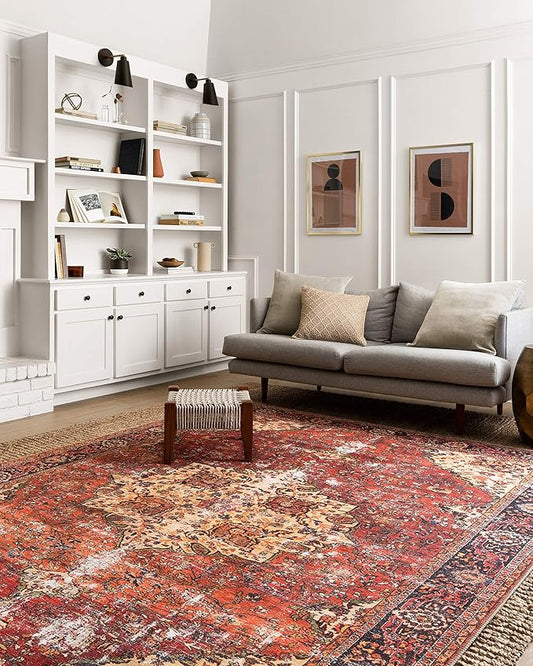 Loloi Loren Collection LQ-07 Red/Navy 8'-4" x 11'-6" Area Rug
