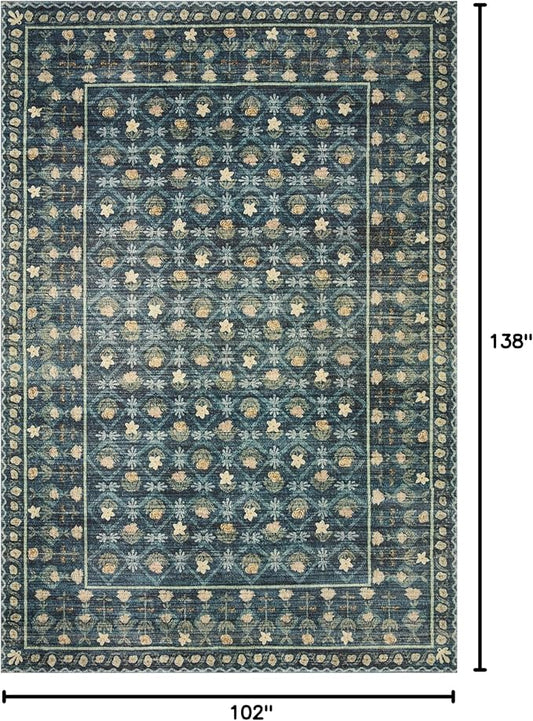 Loloi Rifle Paper Co. Eden Collection EDE-03 Lattice Indigo 8'-6" x 11'-6" Area Rug feat. CloudPileâ„¢