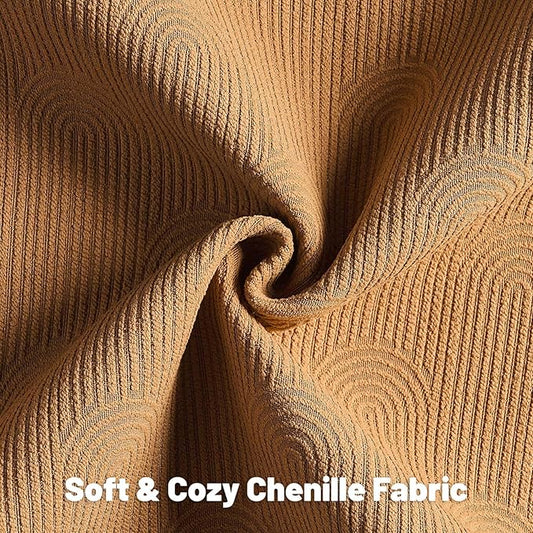 FUTEI Bronze Chenille Decorative Throw Pillow Covers 16x16 Inch Set of 2,Soft Cozy Striped Geometric Patterns Cushion Case,Modern Home Decor for Couch Bed Living Room