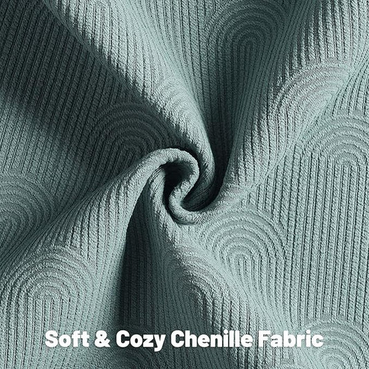 FUTEI Grey Blue Chenille Decorative Throw Pillow Covers 24x24 Inch Set of 2,Soft Cozy Striped Geometric Patterns European Cushion Case,Modern Home Decor for Couch Bed Living Room