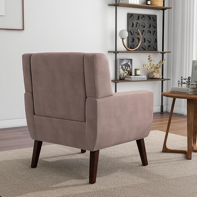 Accent Chair, Modern Velvet Arm Chair for Living Room, Bedroom, Comfy High-Resilient Sponge Reading Chair for Small Spaces (Velvet Silk Pink, Set of 2