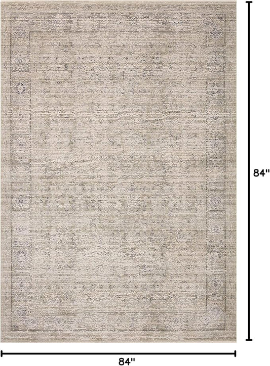 Loloi Amber Lewis Alie Collection ALE-03 Taupe/Dove 7'-10'' x 7'-10'', .13'' Pile Height, Round Area Rug