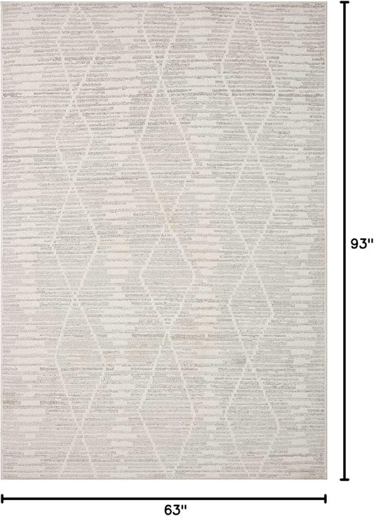 Loloi Kamala Collection KAM-02 Ivory/Silver 5'-3" x 7'-9" Area Rug