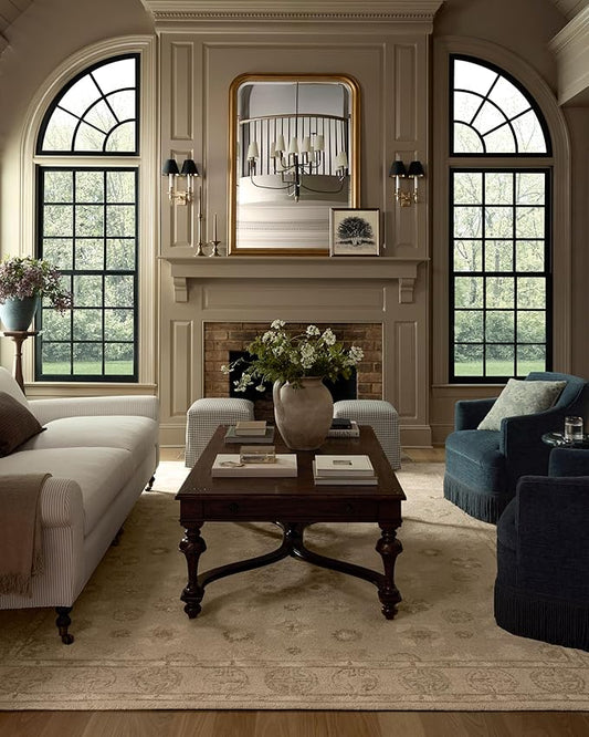 Loloi Chris Loves Julia Dorothea Collection DRT-03 Dove/Natural 2'-6" x 7'-6" Runner Rug Wool Neutral Floral Living Room Bedroom Carpet