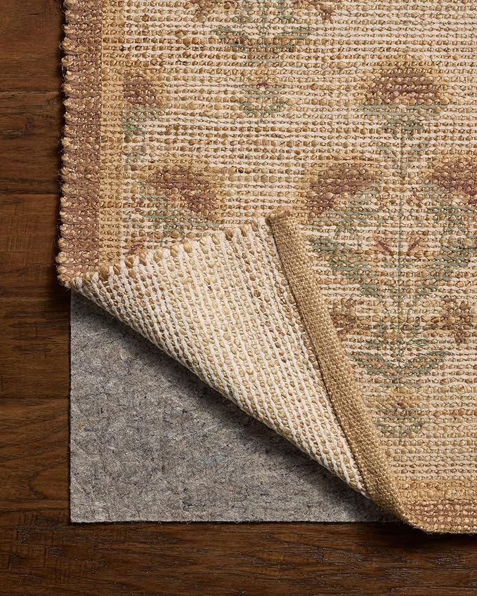 Loloi Chris Loves Julia Rue Collection RUE-01 Wheat/Sage 2'-3" x 3'-9" Accent Rug Jute Neutral Floral Living Room Bedroom Rug