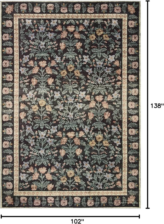Loloi Rifle Paper Co. Eden Collection EDE-02 Mughal Garden Black 8'-6" x 11'-6" Area Rug feat. CloudPileâ„¢