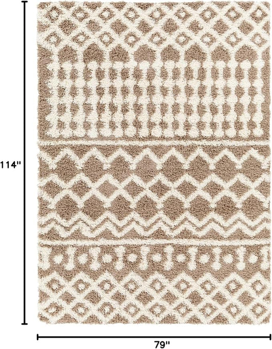 Livabliss Hapsburg Moroccan Shag Area Rug,6'7" x 9'6",Dark Brown