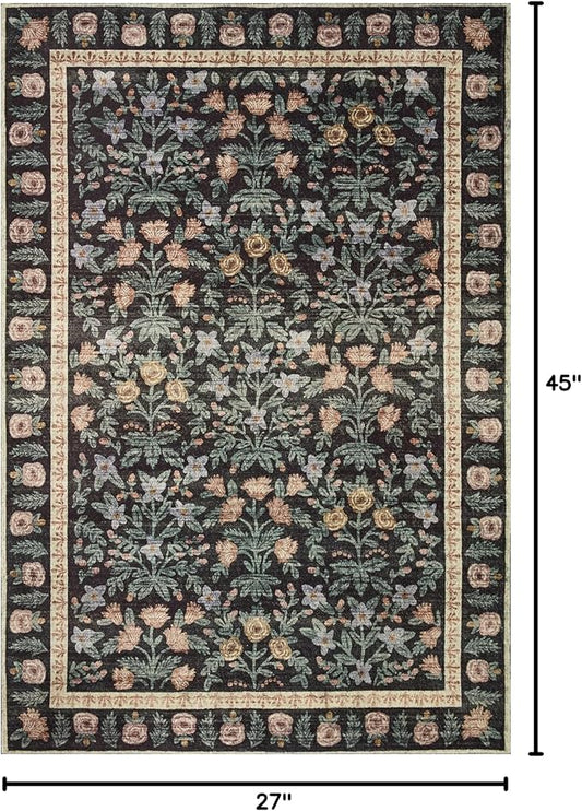 Loloi Rifle Paper Co. Eden Collection EDE-02 Mughal Garden Black 2'-3" x 3'-9" Accent Rug feat. CloudPileâ„¢