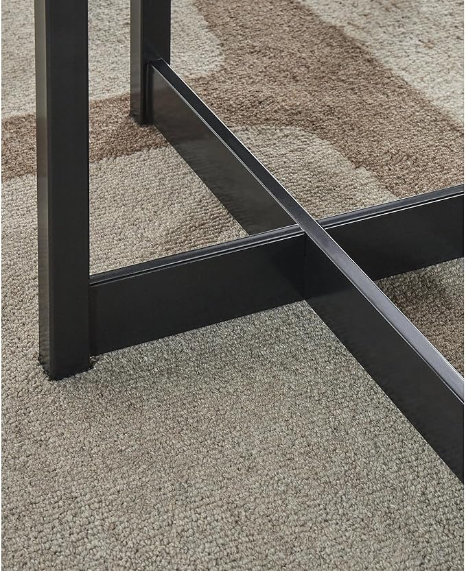 Signature Design by Ashley Tomtyn Casual Self Storing Leaf Dining Extension Table with Trestle Base, Light Brown