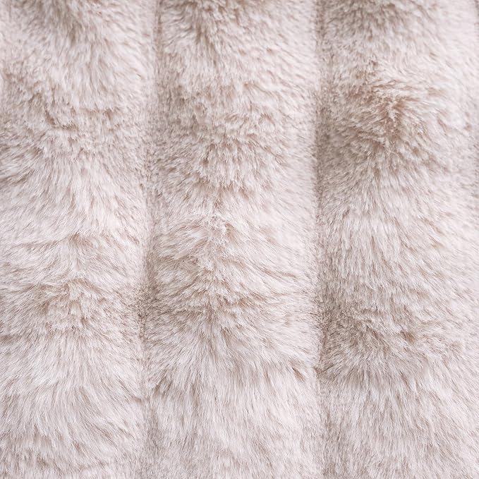 Neelvin Beige Faux Fur Cozy Soft Double-Sided Decorative Throw Pillow Covers 22x22 inch Set of 2,Velvet Pillowcase Cushion Case for Sofa Couch