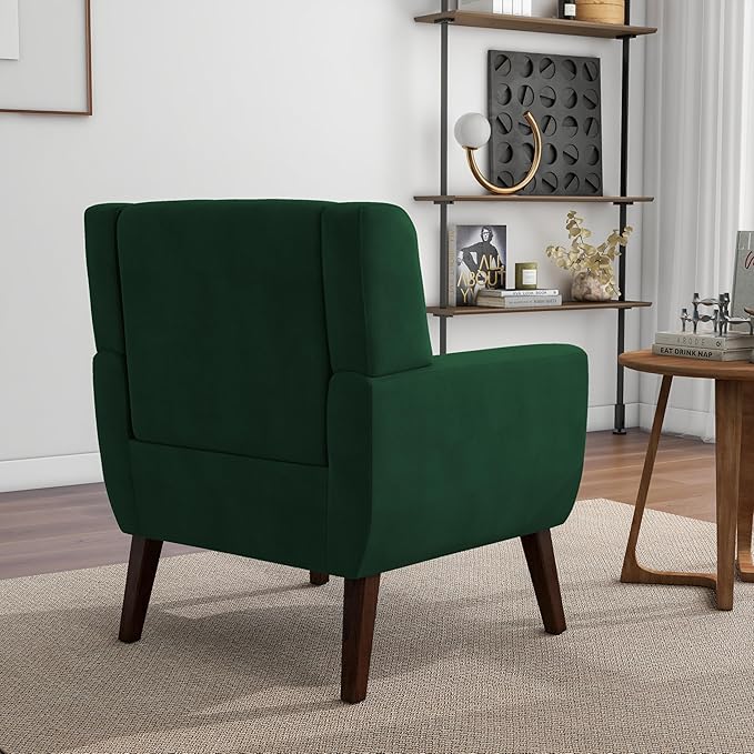 Accent Chair, Modern Velvet Arm Chair for Living Room, Bedroom, Comfy High-Resilient Sponge Reading Chair for Small Spaces (Velvet Retro Green, Set of 2