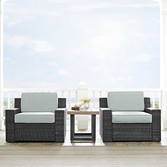 Crosley Furniture Beaufort Beaufort All Weather Rattan Wicker Outdoor Side Table for Patio, Deck, Porch, Brown