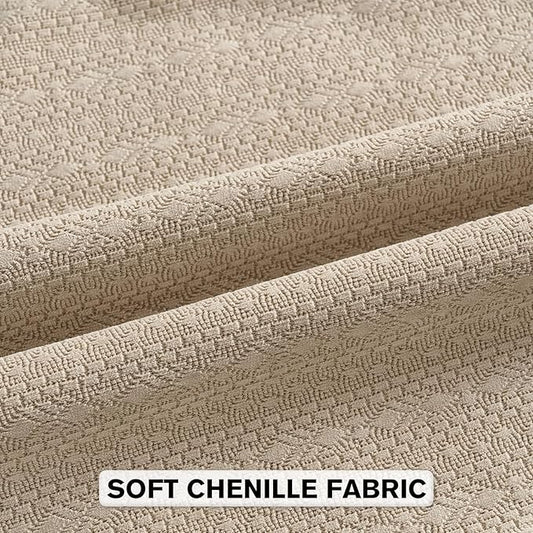 FUTEI Oatmeal Chenille Throw Pillow Covers 24x24 Inch Set of 2,Soft Striped & Diamond Textured European Cushion Cases,Modern Home Decor for Couch Living Room