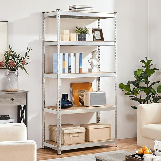 Yaheetech Storage Shelves 5 Tier Garage Shelving Heavy Duty Garage Shelves Adjustable Metal Shelving Unit Utility Rack Industrial Shelving for Warehouse Pantry Closet, 35.5″W × 17.5″D × 72″H, Silver