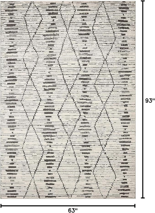 Loloi Kamala Collection KAM-02 Charcoal/Dove 5'-3" x 7'-9" Area Rug