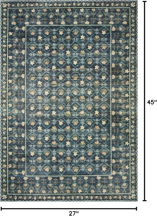 Loloi Rifle Paper Co. Eden Collection EDE-03 Lattice Indigo 2'-3" x 3'-9" Accent Rug feat. CloudPileâ„¢