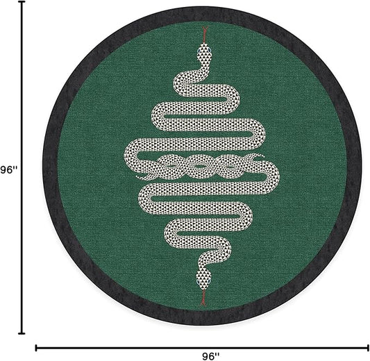 RUGGABLE x Jonathan Adler Machine Washable Modern Area Rug – Venom Emerald 8 ft Round, Stain-Resistant, Non-Slip – Large Rugs for Living Room, Bedroom, Hallway, Entryway & Office–with Cushioned Pad
