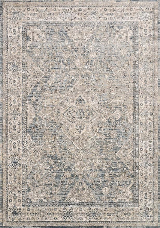 Loloi Teagan Collection TEA-04 Sky/Natural 11'-6" x 15' Area Rug, Large, Soft Neutral Rug, High-Traffic for Living Room, Bedroom, Home Office, Dining Area