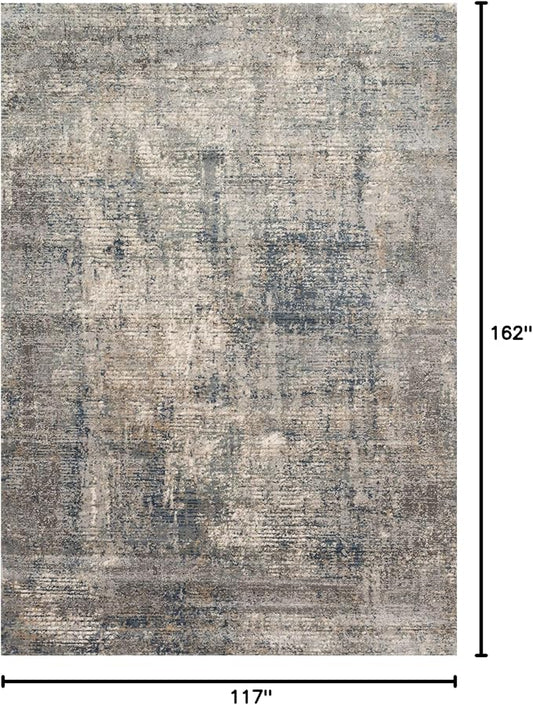 Loloi Teagan Collection TEA-05 Denim/Slate 9'-9" x 13'-6" Area Rug, Large, Soft Neutral Rug, High-Traffic for Living Room, Bedroom, Home Office, Dining Area
