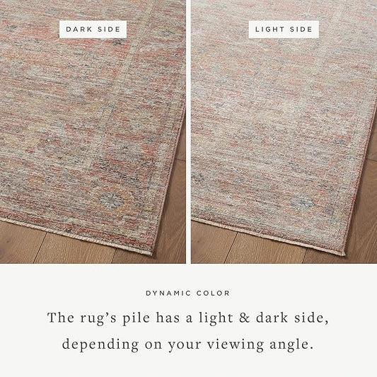 Loloi Magnolia Home by Joanna Gaines Millie Collection MIE-04 Sunset/Multi 5'-3" x 5'-3", .25" Pile Height, Round Area Rug