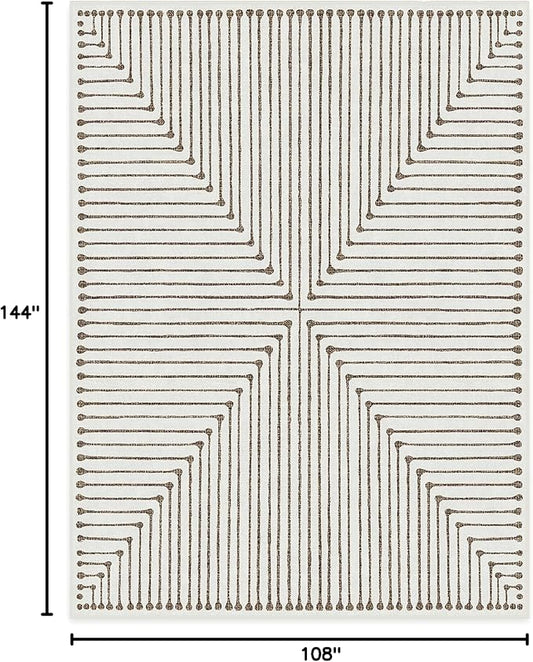 RUGGABLE x Jonathan Adler Machine Washable Modern Area Rug – Inkdrop Camel & Ivory 9x12, Stain-Resistant, Non-Slip – Large Rugs for Living Room, Bedroom, Hallway, Entryway & Office–with Cushioned Pad