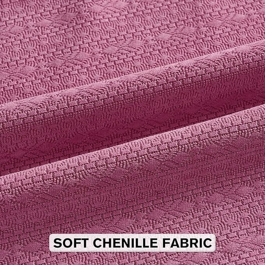 FUTEI Hot Pink Chenille Throw Pillow Covers 12x20 Inch Set of 2,Soft Striped & Diamond Textured Lumbar Pillow Cases,Modern Home Decor for Couch Living Room