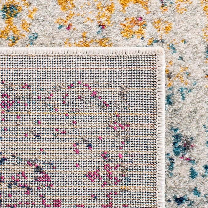 SAFAVIEH Evoke Collection 4' x 6' Ivory / Fuchsia EVK256Q Oriental Distressed Non-Shedding Living Room Bedroom Accent Rug
