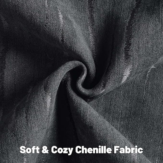 FUTEI Black Chenille Decorative Throw Pillow Covers 22x22 Inch Set of 2,Soft Embossed Striped Textured Cushion Case,Modern Home Decor for Couch Bed Living Room