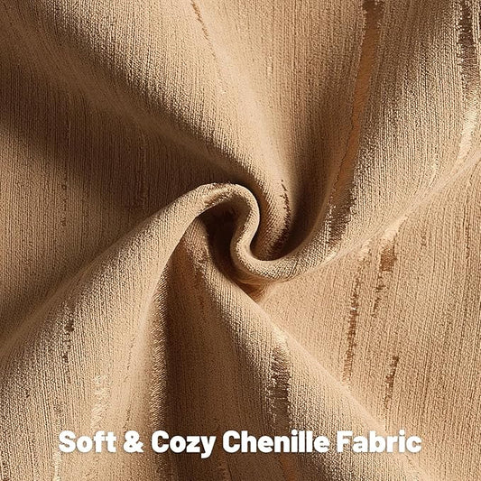 FUTEI Bronze Chenille Decorative Throw Pillow Covers 16x16 Inch Set of 2,Soft Embossed Striped Textured Cushion Case,Modern Home Decor for Couch Bed Living Room