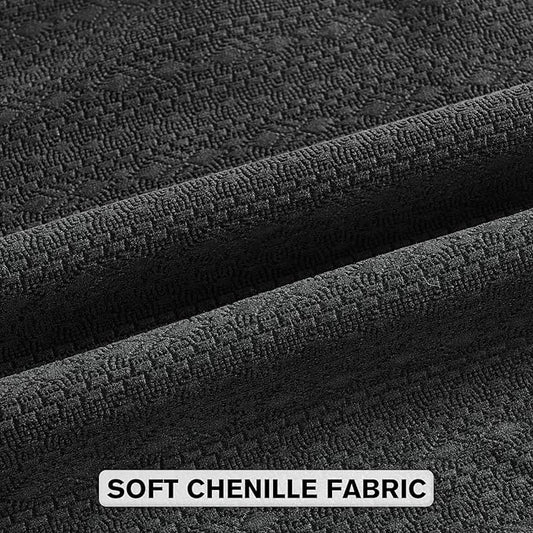 FUTEI Black Chenille Throw Pillow Covers 22x22 Inch Set of 2,Soft Striped & Diamond Textured Cushion Cases,Modern Home Decor for Couch Living Room