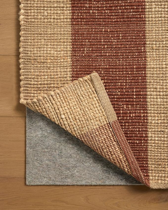 Loloi Leanne Ford Weatherstaff Collection WTS-02 Natural/Brick 5'-0" x 7'-6" Area Rug Jute, Striped, Neutral, Living Room, Bedroom, Dining Room