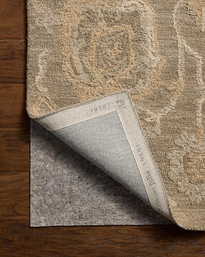 Loloi Chris Loves Julia Dorothea Collection DRT-01 Oak/Natural 9'-3" x 13' Area Rug Wool Neutral Floral Living Room Bedroom Carpet
