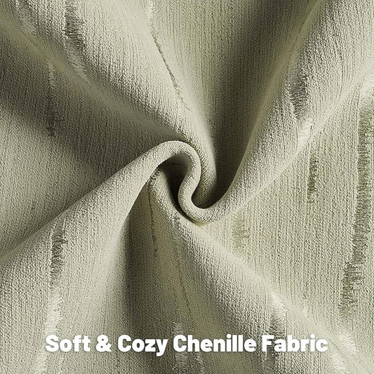 FUTEI Olive Green Chenille Decorative Throw Pillow Covers 26x26 Inch Set of 2,Soft Embossed Striped Textured Euro Pillow Shams,Modern Home Decor for Couch Bed Living Room