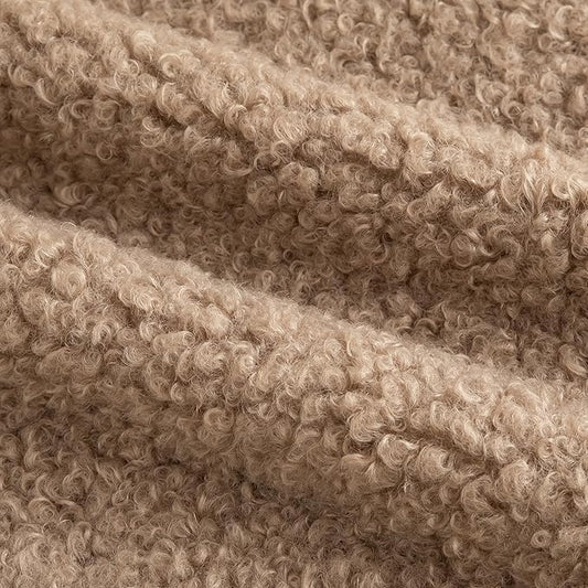 Pack of 2 Curly Teddy Wool Faux Fur Throw Pillow Covers Fuzzy Accent Soft Sherpa Pillowcases Sheepskin Fleece Decorative Cushion Case for Sofa Couch Living Room 18x18 Inch Khaki