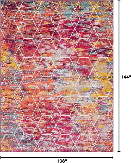 Unique Loom Trellis Frieze Collection Area Rug - Geometric (9' x 12', Multi/ Ivory)