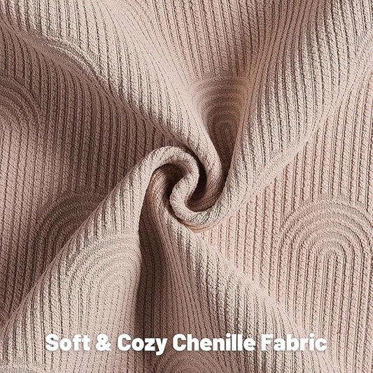 FUTEI Pink Chenille Decorative Throw Pillow Covers 20x20 Inch Set of 2,Soft Cozy Striped Geometric Patterns Cushion Case,Modern Home Decor for Couch Bed Living Room