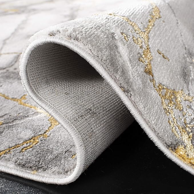 SAFAVIEH Craft Collection X-Large Area Rug - 12' x 15', Grey & Gold, Modern Abstract Design, Non-Shedding & Easy Care, Ideal for High Traffic Areas in Living Room, Bedroom (CFT877F)
