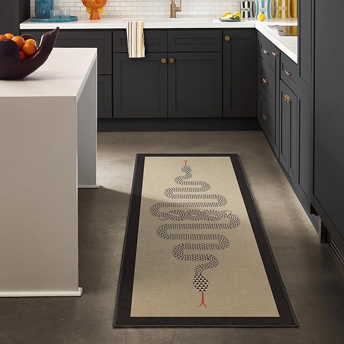 RUGGABLE x Jonathan Adler Washable Modern Area Rug – Venom Neutral 5x7, Stain-Resistant, Non-Slip – Medium Machine Washable Rugs for Living Room, Bedroom, Hallway, Entryway & Office–with Standard Pad