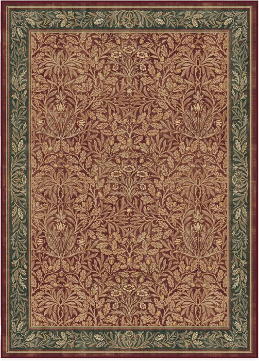 RUGGABLE x Morris & Co Machine Washable Christmas Area Rug – Acorn Amber Red 2x3, Stain-Resistant, Non-Slip – Small Rugs for Living Room, Bedroom, Hallway, Entryway & Bathroom–with Standard Pad